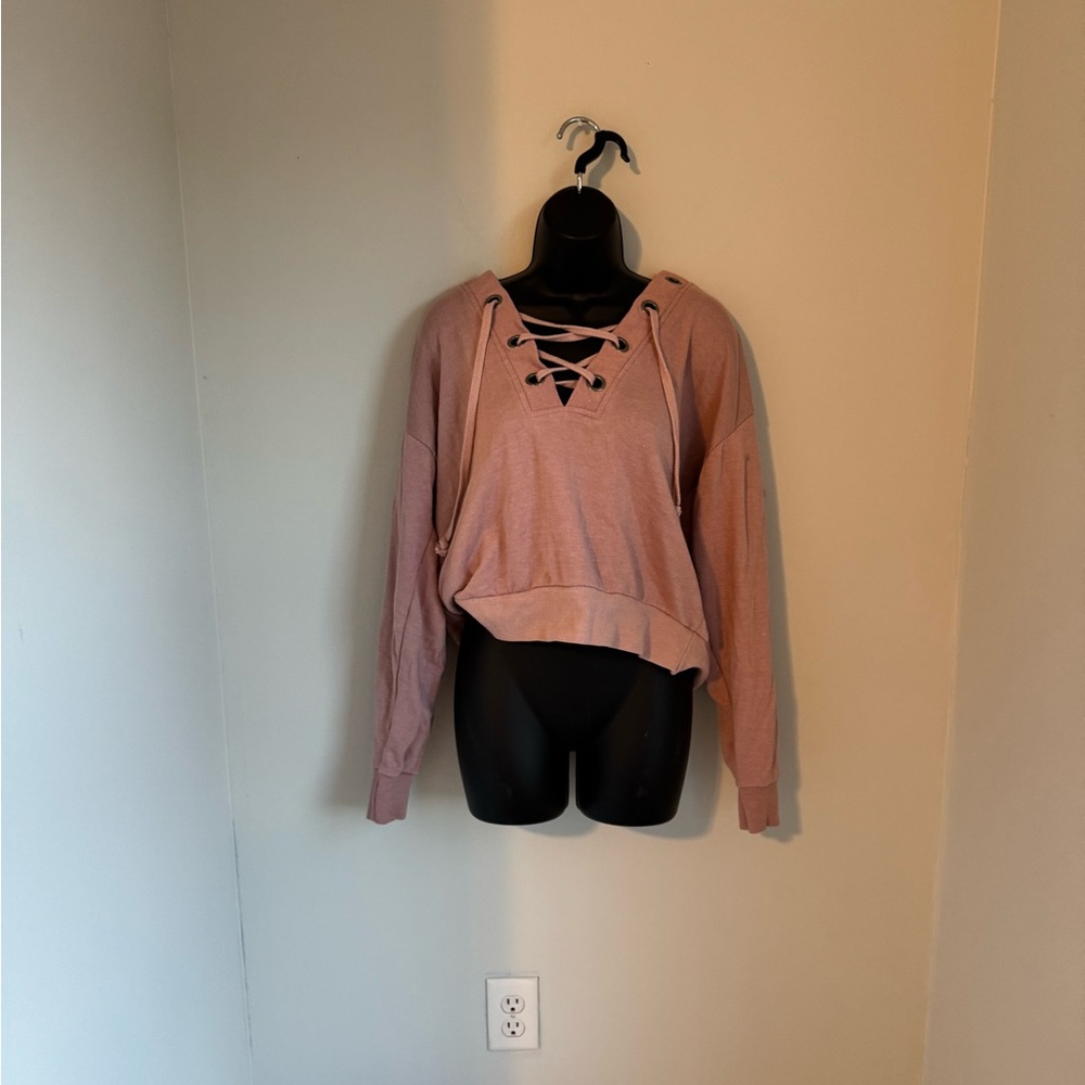 Ocean Drive Pink Criss-Cross Sweatshirt Size S